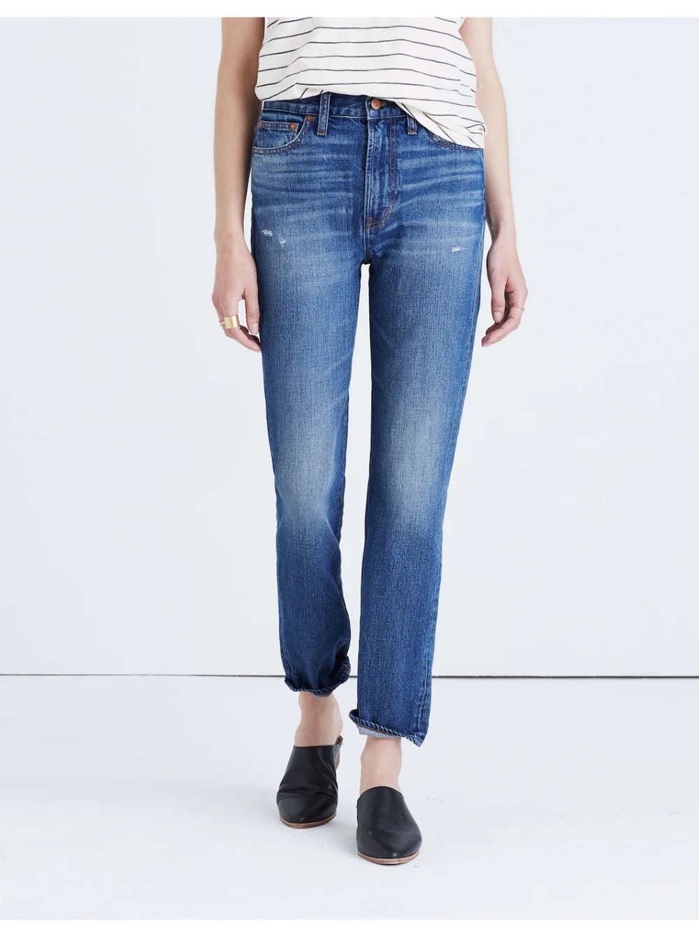 Madewell Blue Cropped Straight-Leg Jeans